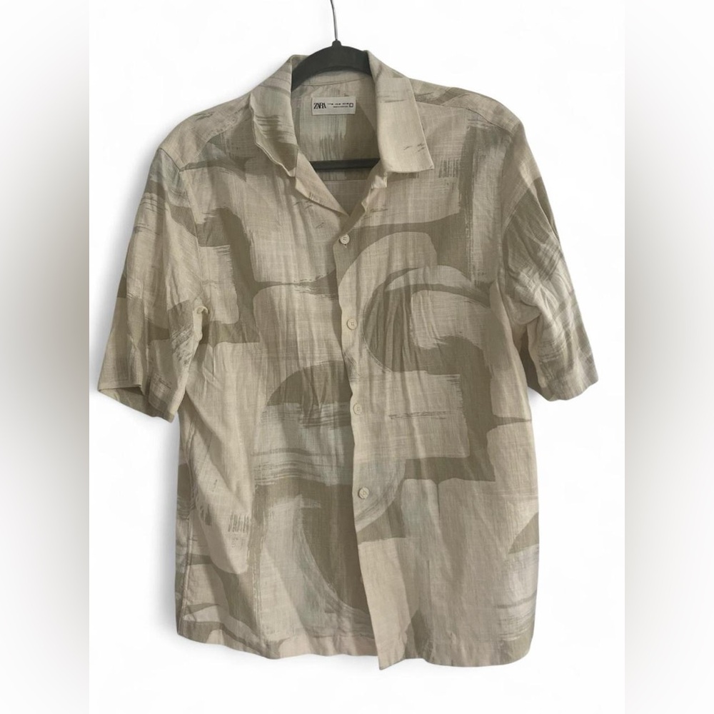 Men’s Zara linen blend button down shirt size M - used once